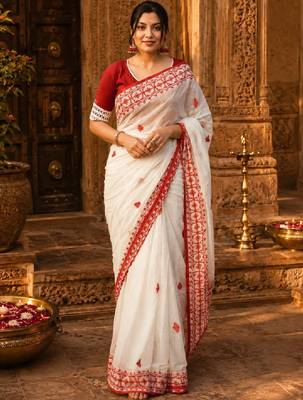 Woven design embroidered designer kanjeevaram saree 1