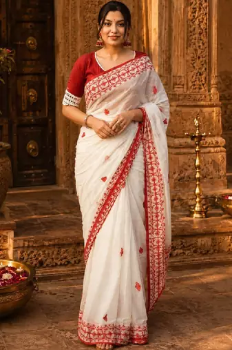Woven design embroidered designer kanjeevaram saree