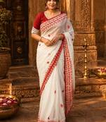 Woven design embroidered designer kanjeevaram saree