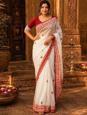 Woven design embroidered designer kanjeevaram saree 2