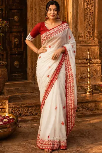 Woven design embroidered designer kanjeevaram saree