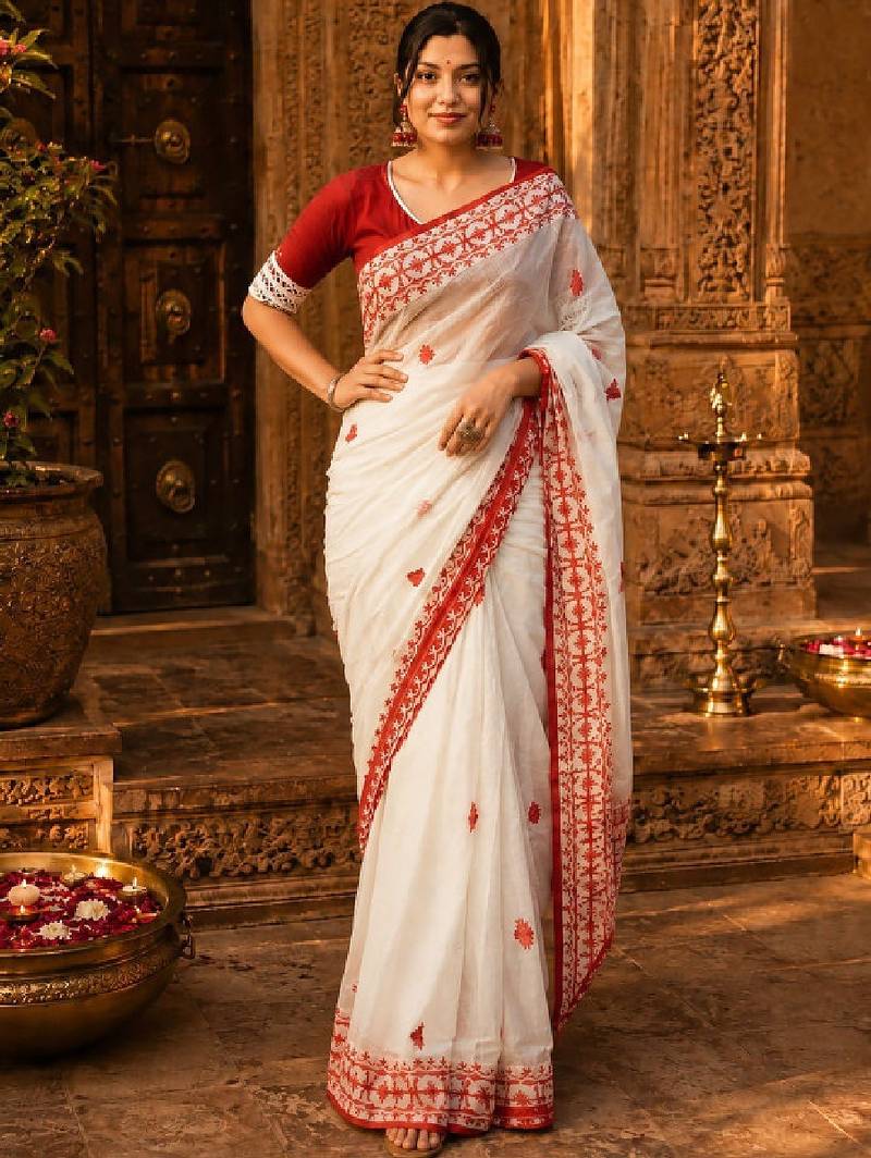 Woven design embroidered designer kanjeevaram saree