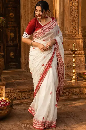Woven design embroidered designer kanjeevaram saree