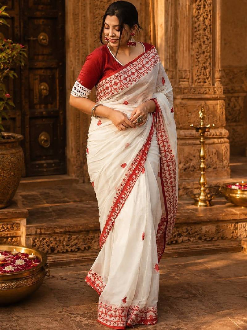 Woven design embroidered designer kanjeevaram saree