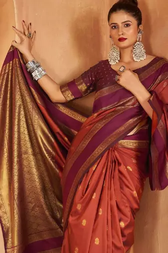 Woven design silk blend designer kanjeevaram saree