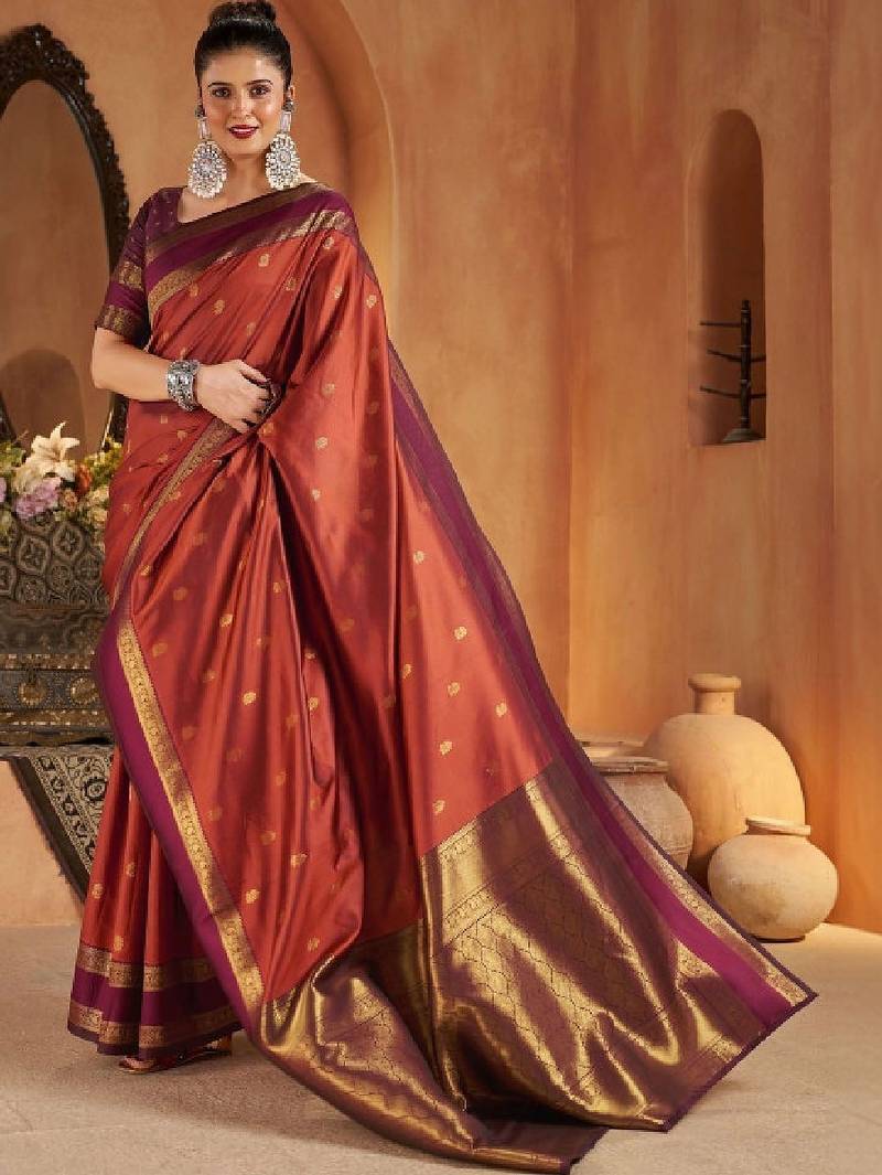 Woven design silk blend designer kanjeevaram saree