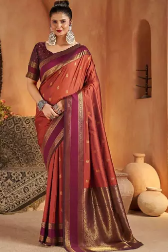 Woven design silk blend designer kanjeevaram saree