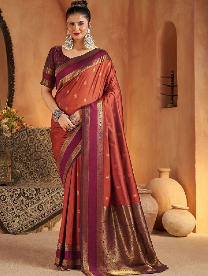 Woven design silk blend designer kanjeevaram saree