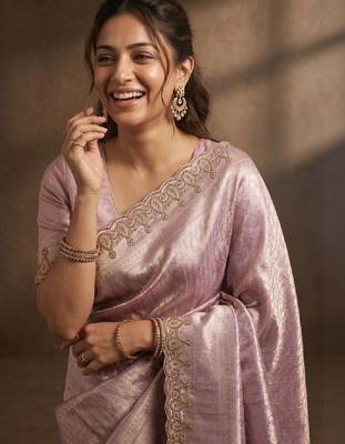 Beads and stones art silk kanjeevaram saree 3