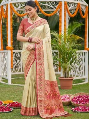 Woven design zari silk blend handloom kanjeevaram saree 2