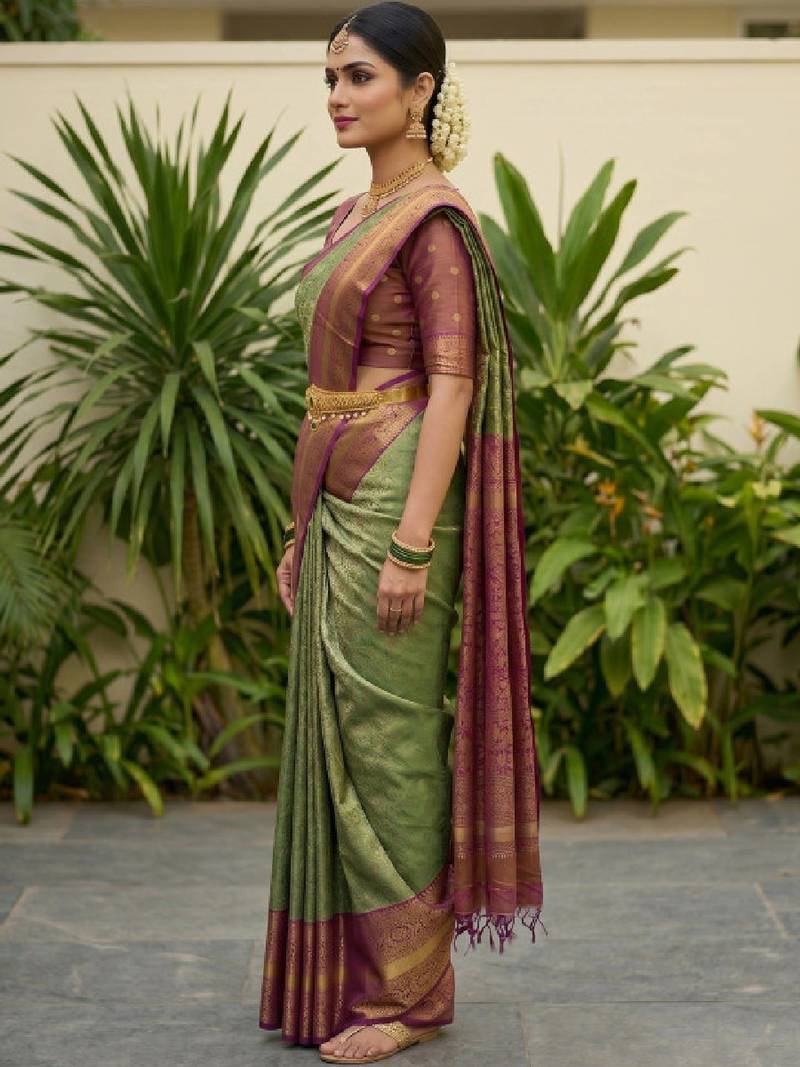 Woven design zari art silk designer kanjeevaram saree