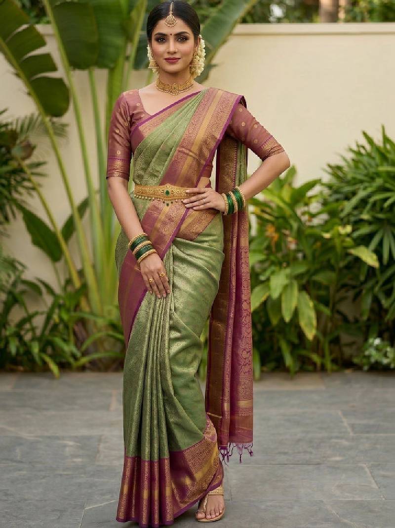 Woven design zari art silk designer kanjeevaram saree