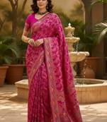 Floral woven design kanjeevaram sarees with blouse piece