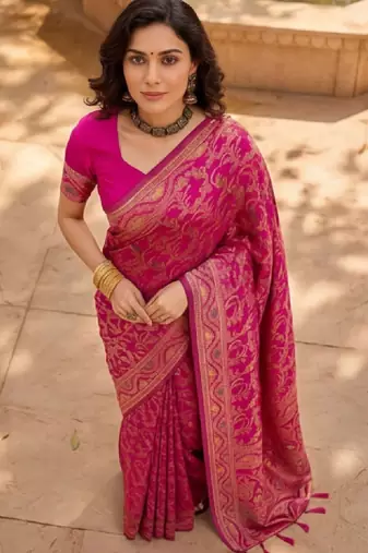 Floral woven design kanjeevaram sarees with blouse piece