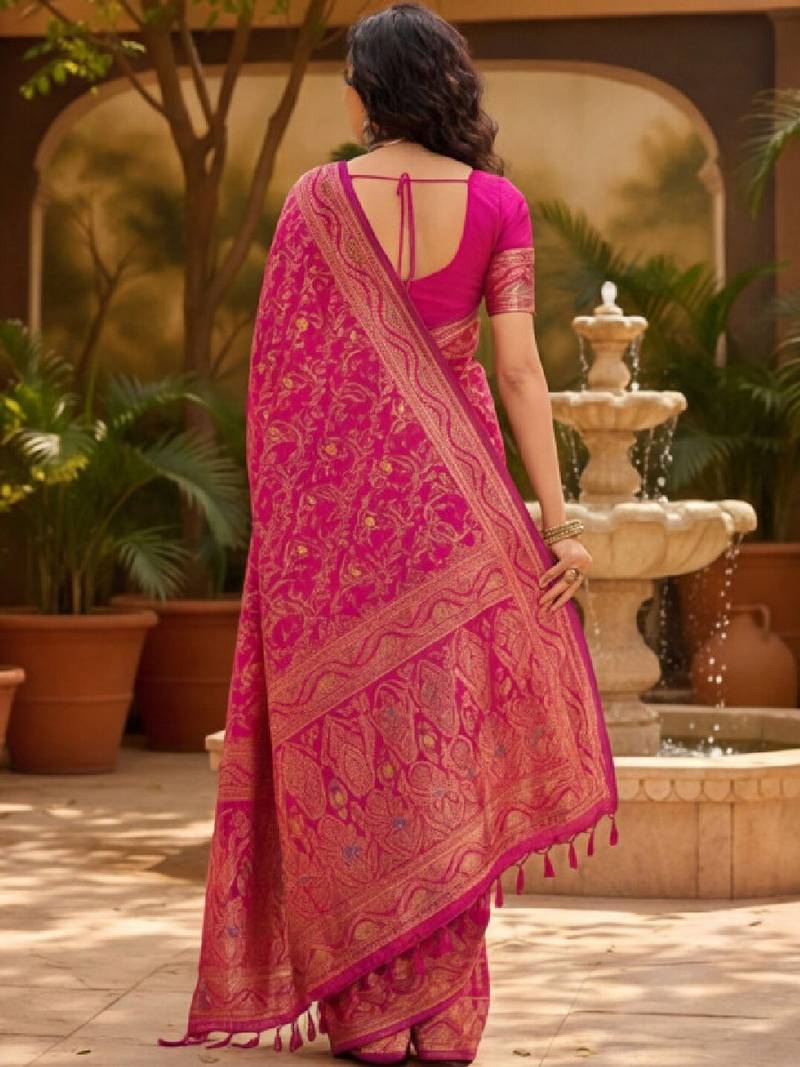 Floral woven design kanjeevaram sarees with blouse piece