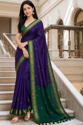 Embroidered pure cotton kanjeevaram saree
