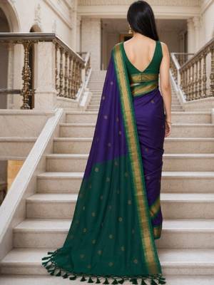 Embroidered pure cotton kanjeevaram saree 2