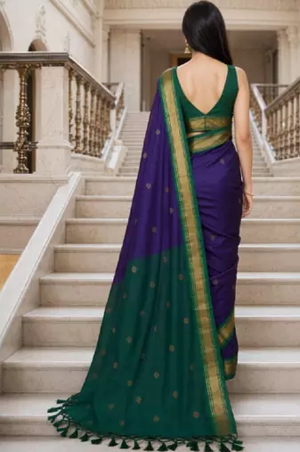 Embroidered pure cotton kanjeevaram saree