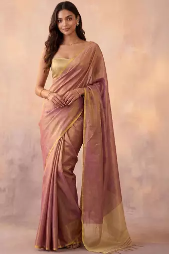 Colourblocked zari tissue kanjeevaram saree