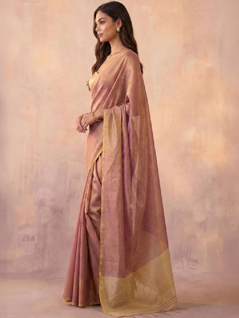 Colourblocked zari tissue kanjeevaram saree
