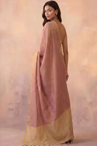 Colourblocked zari tissue kanjeevaram saree