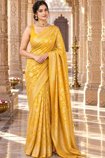 Floral zari silk blend designer kanjeevaram saree