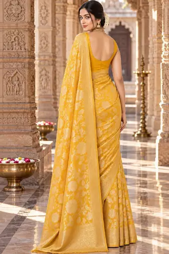 Floral zari silk blend designer kanjeevaram saree