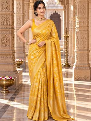Floral zari silk blend designer kanjeevaram saree 4