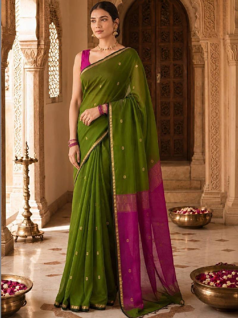 Woven design embroidered designer kanjeevaram saree