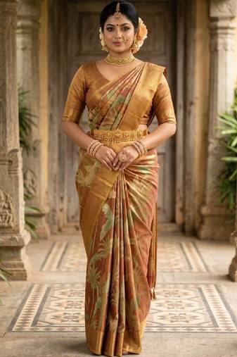 Floral zari art silk designer kanjeevaram saree