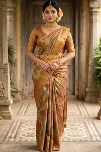 Floral zari art silk designer kanjeevaram saree