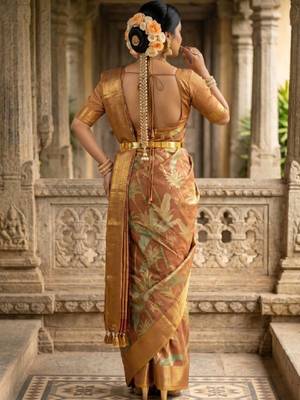 Floral zari art silk designer kanjeevaram saree 2