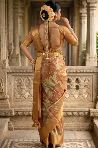 Floral zari art silk designer kanjeevaram saree