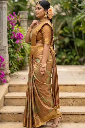 Floral zari art silk designer kanjeevaram saree