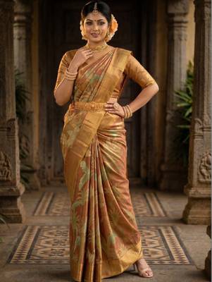 Floral zari art silk designer kanjeevaram saree 4