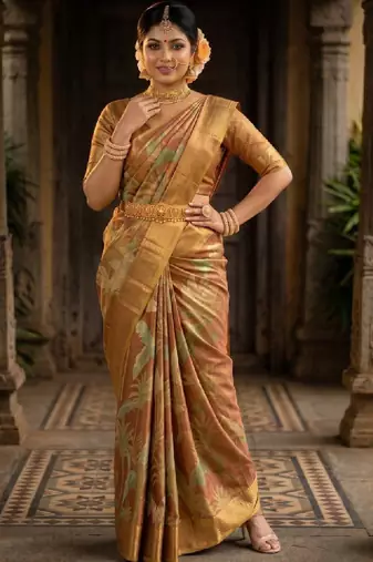 Floral zari art silk designer kanjeevaram saree