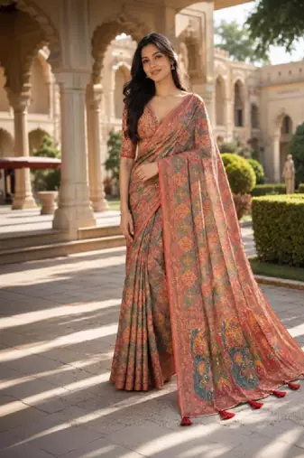 Floral art silk kanjeevaram saree