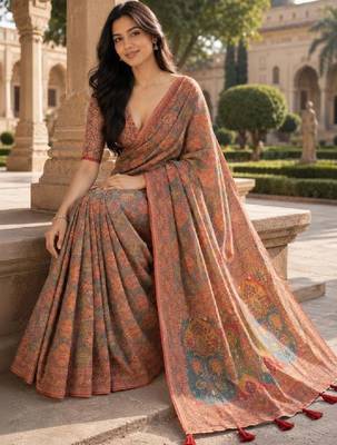 Floral art silk kanjeevaram saree 4