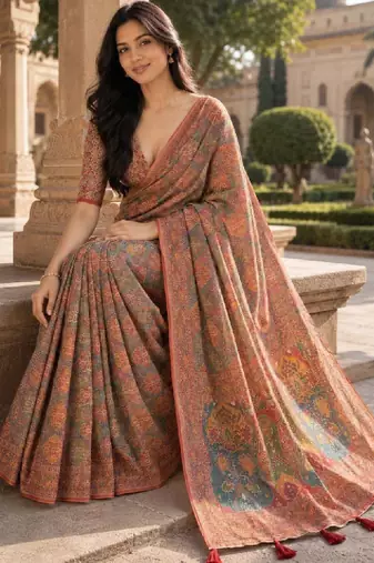 Floral art silk kanjeevaram saree