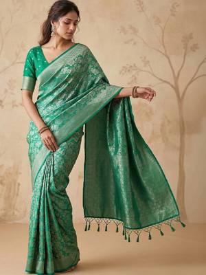 Woven design zari satin kanjeevaram saree 1
