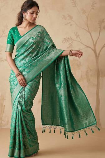 Woven design zari satin kanjeevaram saree