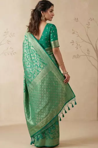 Woven design zari satin kanjeevaram saree