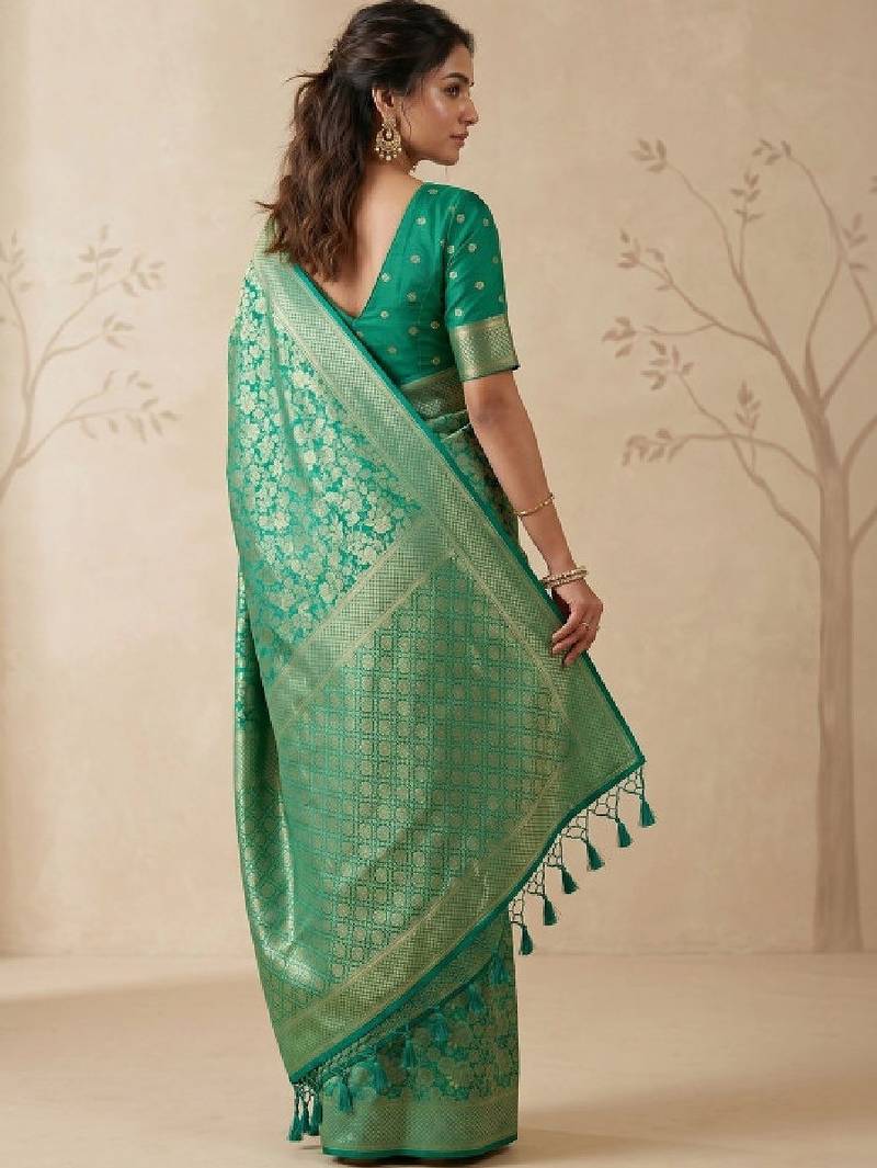 Woven design zari satin kanjeevaram saree