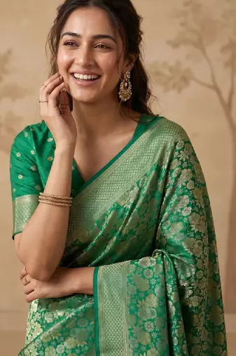 Woven design zari satin kanjeevaram saree