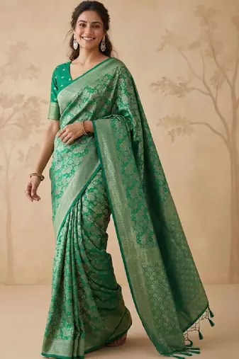 Woven design zari satin kanjeevaram saree