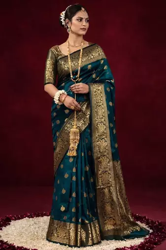 Woven design zari silk blend kanjeevaram saree
