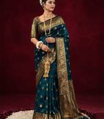 Woven design zari silk blend kanjeevaram saree