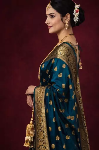 Woven design zari silk blend kanjeevaram saree