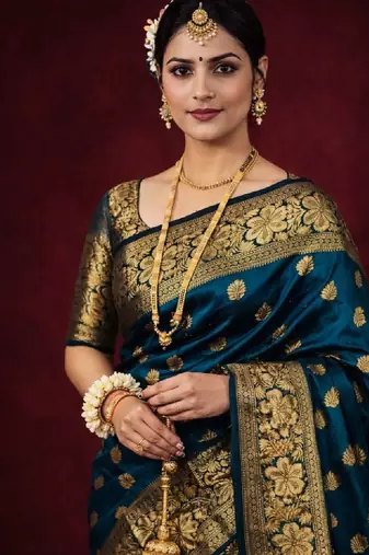 Woven design zari silk blend kanjeevaram saree