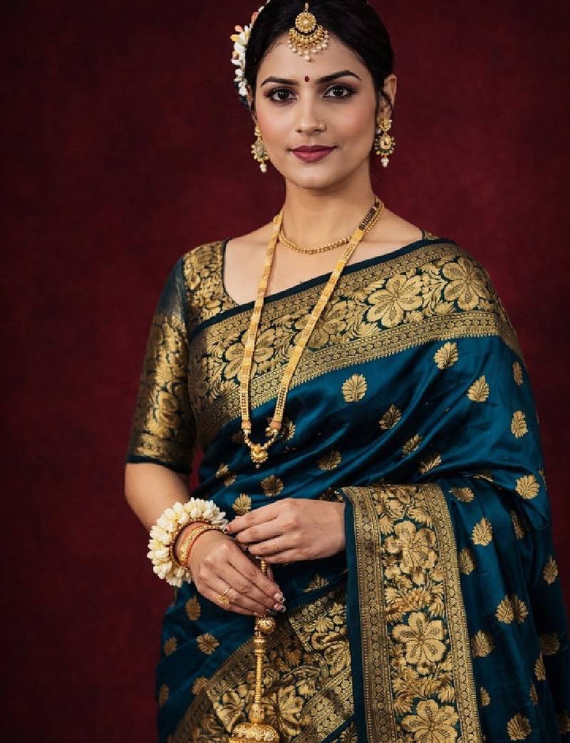 Woven design zari silk blend kanjeevaram saree